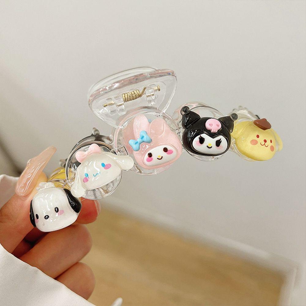 Kẹp Tóc Móng Vuốt Trong Suốt Họa Tiết Anime Kuromi Melody Đơn Giản Cho Nữ