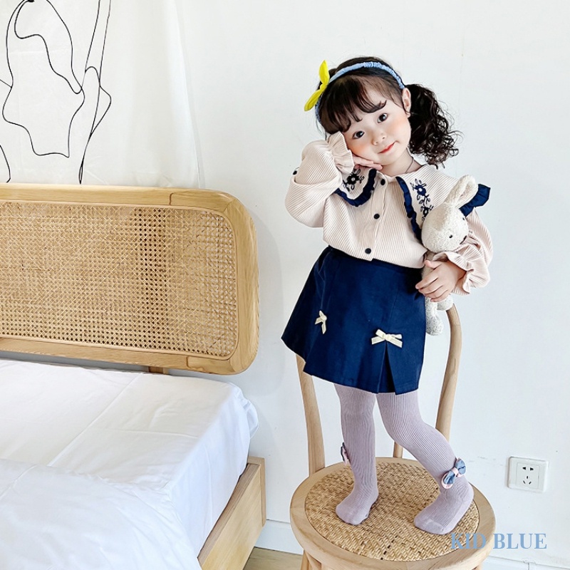 Quần Tất Legging Công Chúa Màu Trơn Đính Nơ Đôi Phong Cách Thu Đông Mới Cho Bé Gái