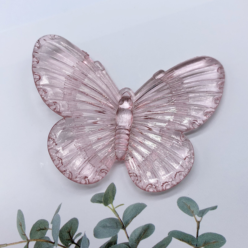 Bộ 10 phụ kiện trang trí điện thoại/túi xách tự thiết kế hình bướm màu trơn ttrong suốt dễ thương