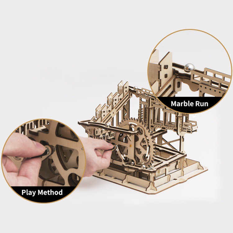 [BẢN QUỐC TẾ TIẾNG ANH] Đồ chơi Lắp ráp gỗ 3D Mô hình Cơ động học Magic Crush - Marble Run Waterwheel coaster LG501