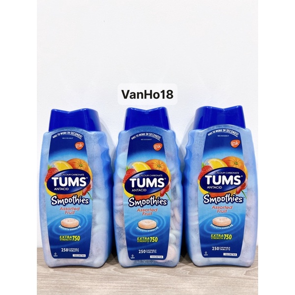 Kẹo Tums Smoothies Extra Strength 250viên