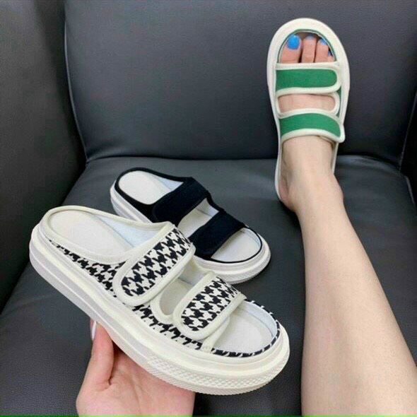 DÉP 2 QUAI NGANG BÁNH MỲ ĐỘN ĐẾ 3P CARO HOT TREND (SANDAL)
