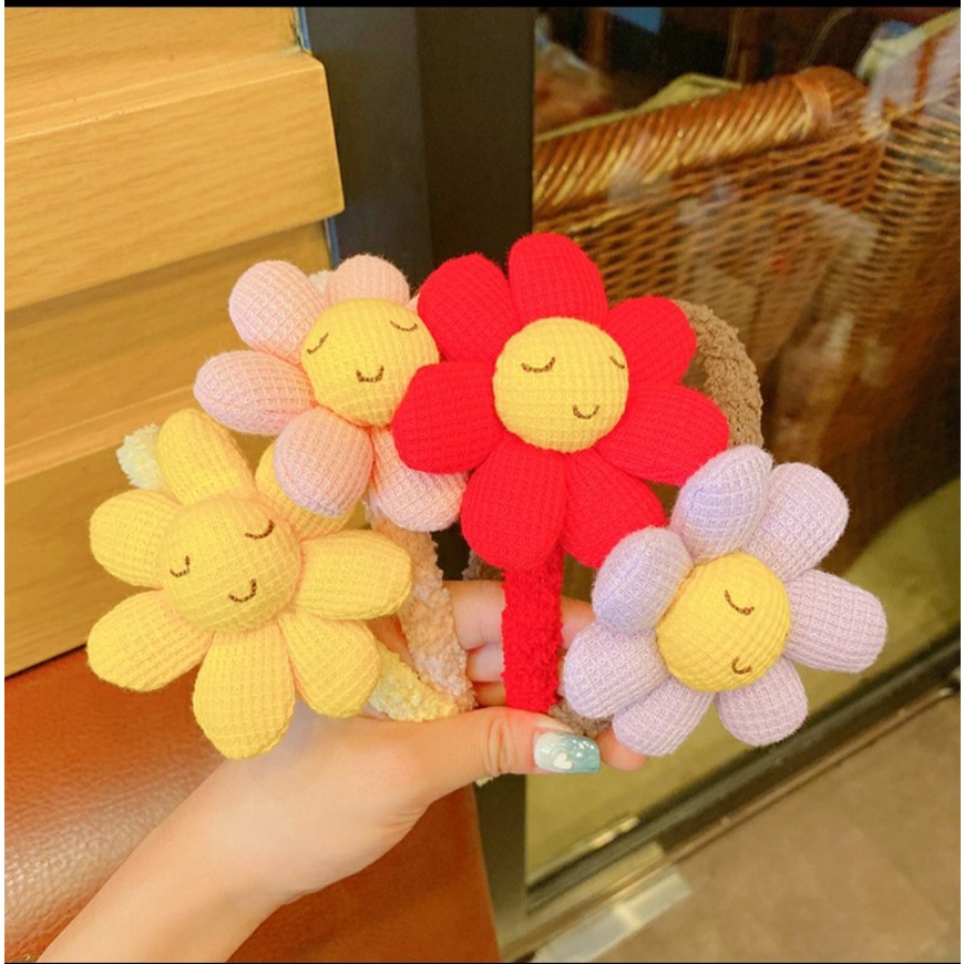 Bờm cài tóc đính hoa nhồi bông dễ thương