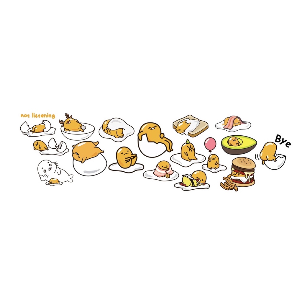 Bộ 10 Sticker dán cao cấp chủ đề GUDETAMA - Dùng dán Xe, dán mũ bảo hiểm, dán Laptop, dán Vali NT40