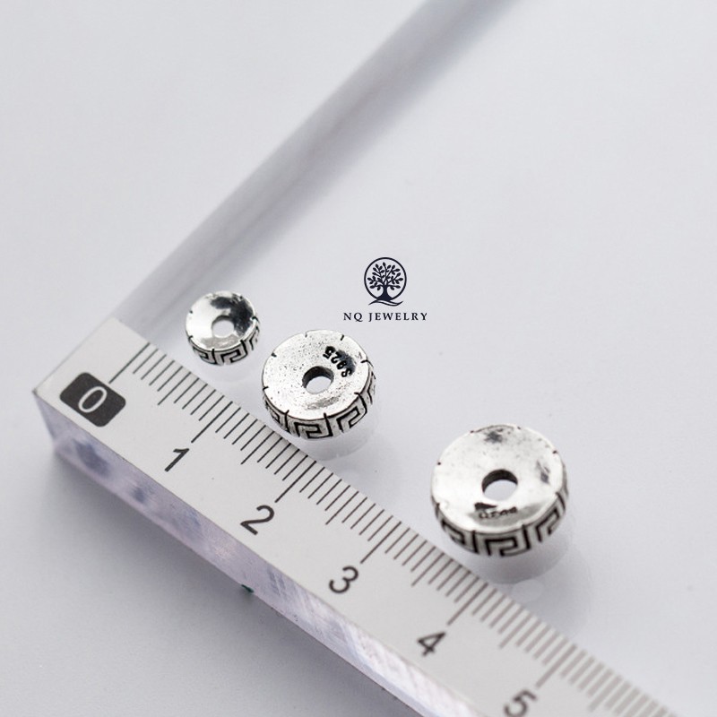 Charm bạc chặn hạt họa tiết hoa văn - NQ Jewelry