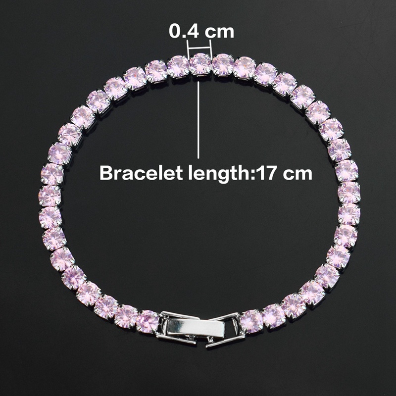 Vòng tay mạ bạc đính đá zircon 4mm thời trang đơn giản cho nam nữ
