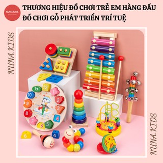 Bộ đồ chơi gỗ phát triển trí tuệ cho bé Combo 7 món đồ chơi bằng gỗ an toàn tuyệt đối giúp bé phát triển tư duy
