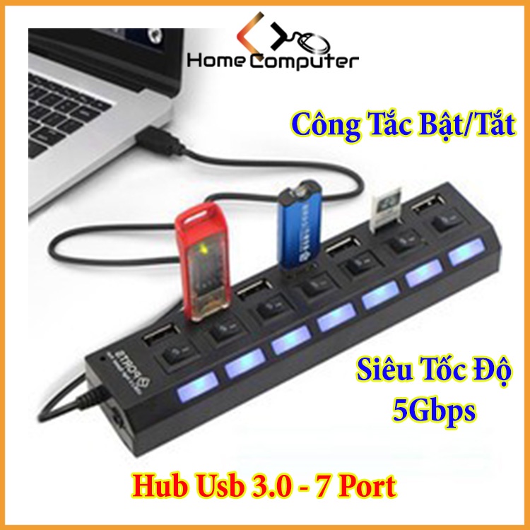 Hub Chia Usb, Bộ Chia Cổng Usb - 4 cổng, 7 Cổng. Chuẩn 2.0/3.0 Tốc Độ Cao, Tiện Dụng. BH 3 Tháng-Home.mall