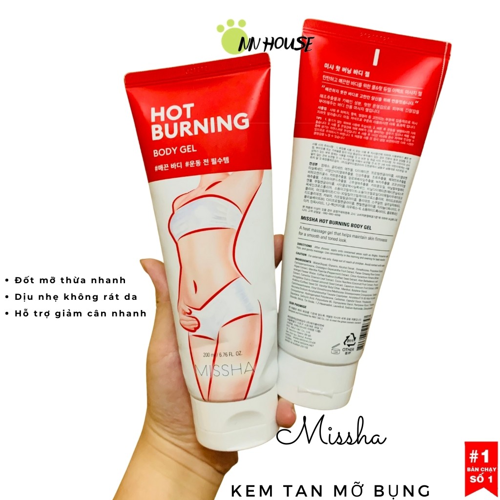 Kem tan mỡ bụng, đùi, cánh tay Missha Hot Burning Body Gel Hàn Quốc 200ml - NNHOUSE