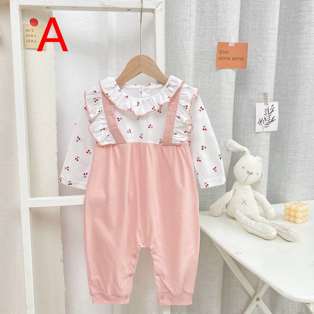 Sanlutoz Tết Áo Liền Quần Tay Dài Vải Cotton Phong Cách Công Chúa Dành Cho Bé Gái