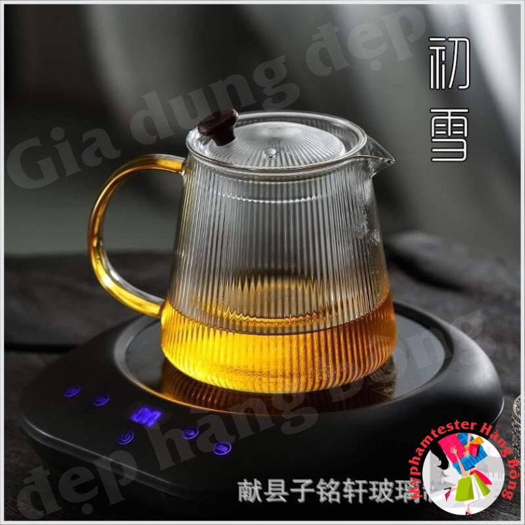 (HÀNG ĐẸP) Ấm lọc thuỷ tinh kẻ sọc dung tích 500ml