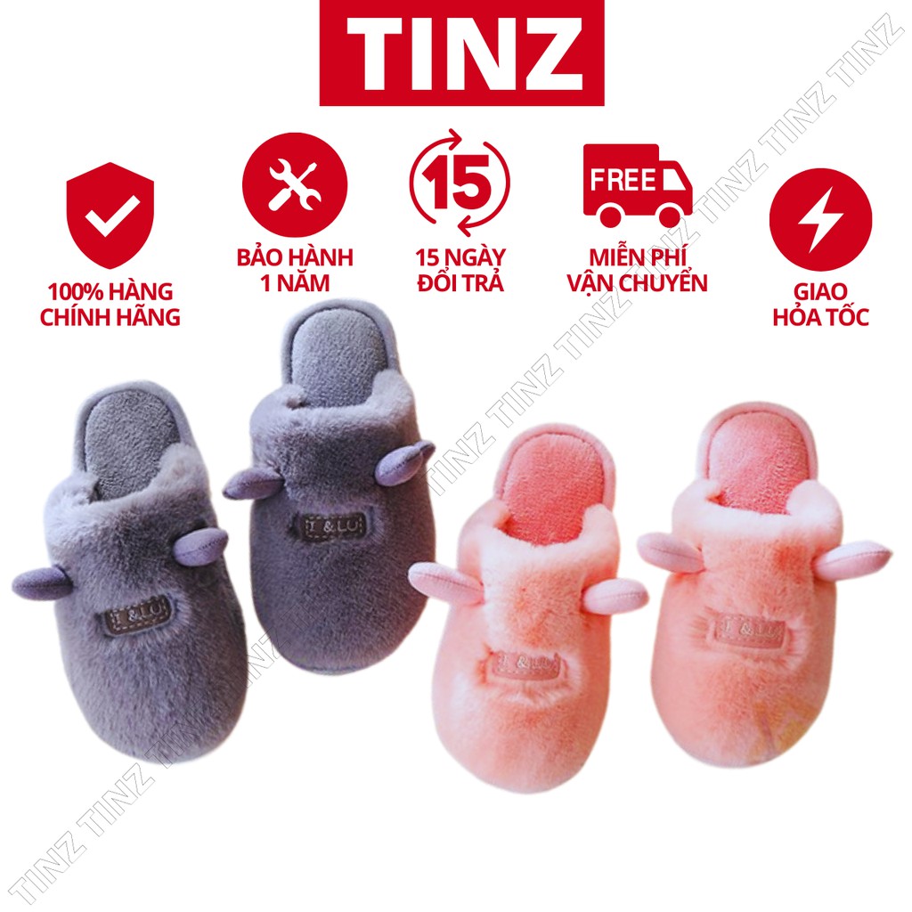 Dép bông, dép lông đi trong nhà nữ nam mùa đông quai ngang hình thú cute đế cao su TINZ|Mã Nai