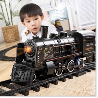 sale tết - Bộ đồ chơi lắp ráp tàu hỏa Hiệu ứng ánh sáng Hơi nước và khói - 181x78cm