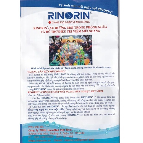 ✅ RINORIN  HOẶC  - Bộ rửa mũi xoang kèm 30 gói hỗn hợp rửa mũi