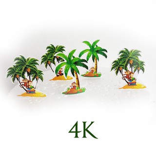 3 set thẻ cắm cây dừa khỉ trang trí bánh kem