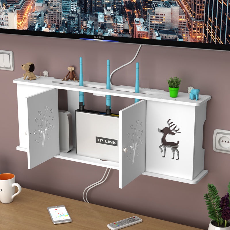 Hộp Đựng Bộ Định Tuyến WiFi Không Cần Đục Lỗ Cắm Ổ Cắm Điện Hình Mèo