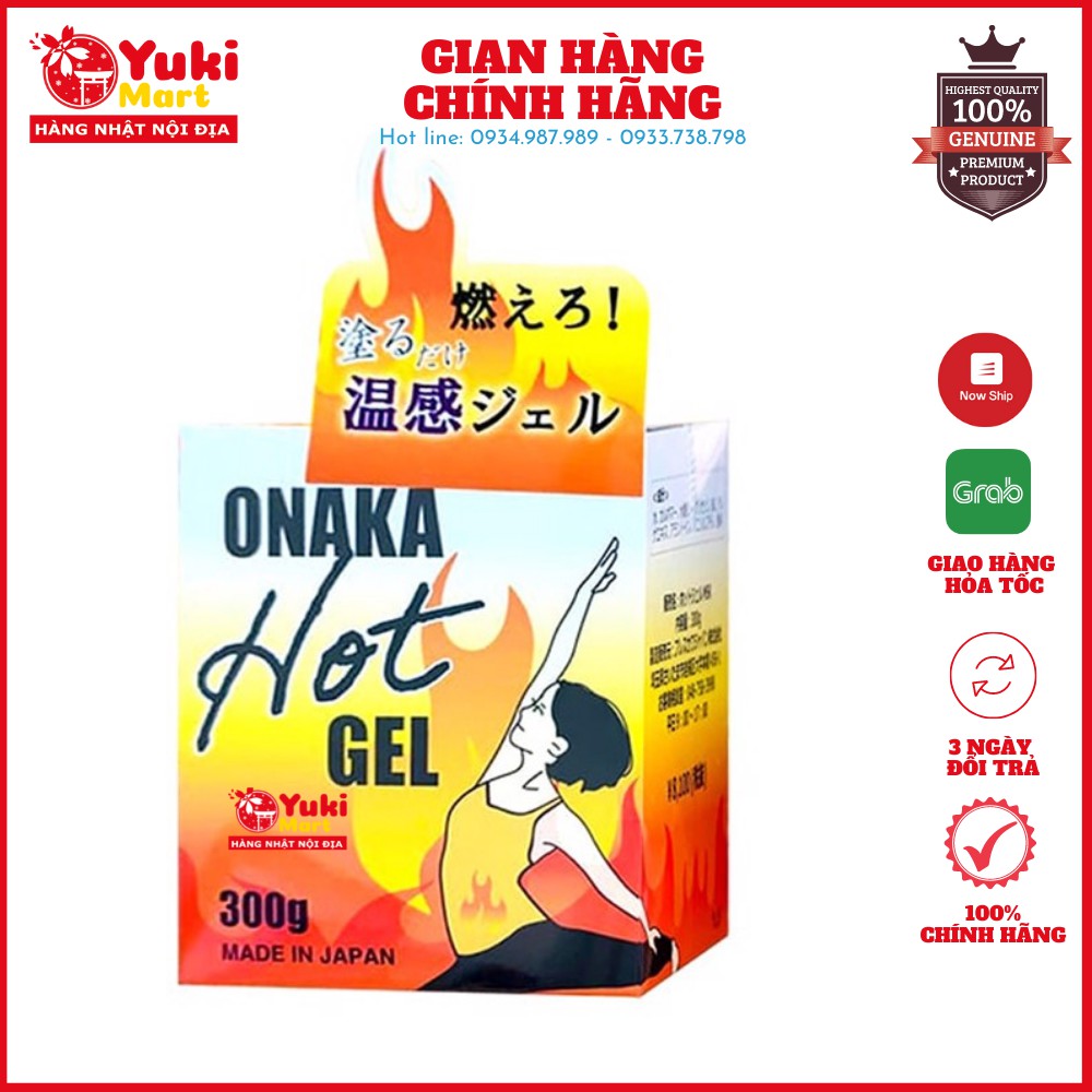 Gel TAN MỠ BỤNG Onaka Hot Gel Nhật Bản 300g đánh tan mỡ bụng, bắp tay đùi mông