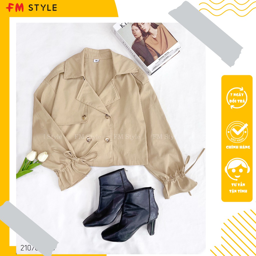 Áo khoác kaki FM Style thiết kế cổ vest 4 nút chất vải dày dặn 4 màu xinh xắn 210707602