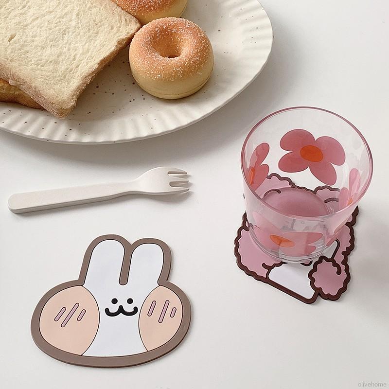 Tấm lót ly chống thấm nước chống trượt kiểu dáng hoạt hình dễ thương sáng tạo