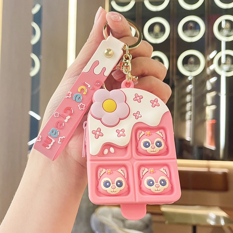 Túi Đựng Tiền Xu / Chìa Khóa Hình Que Kem / Gấu Dâu Tây Dễ Thương