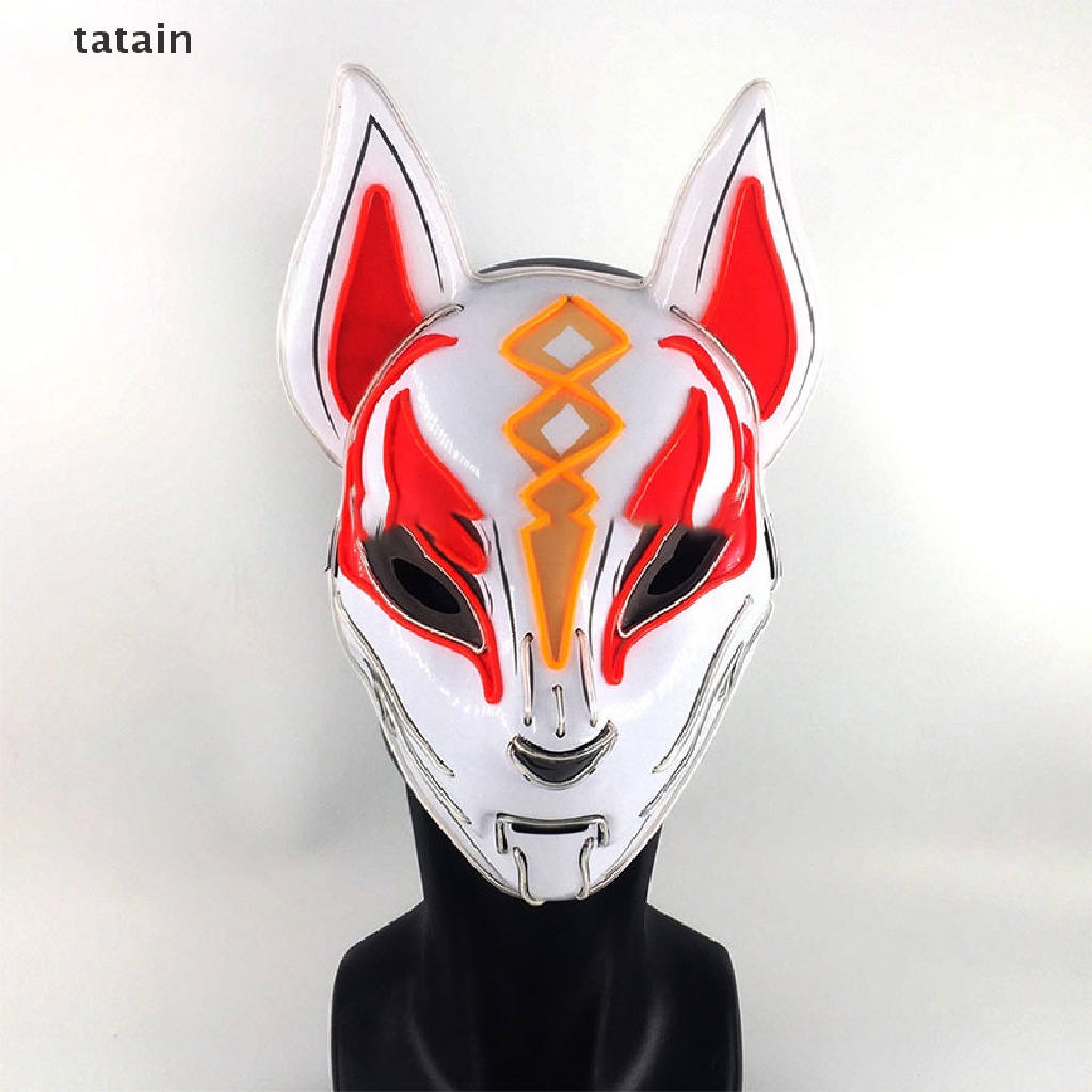 [TAT] Fox Mask Neon Led Light Cosplay Mask Halloween Party Rave Led Mask   CVX