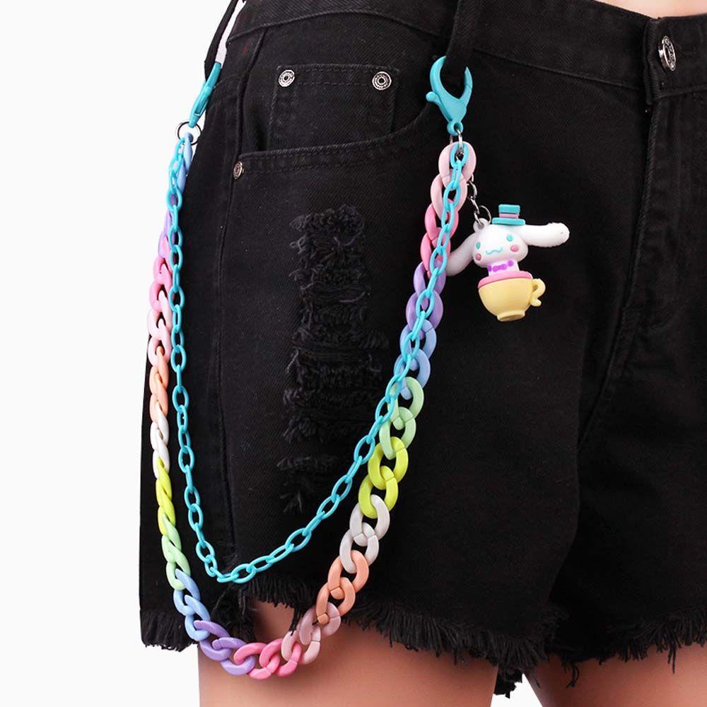 FORBETTER Dây Xích Đeo Thắt Lưng Mềm Mại Nhiều Màu Sắc Phong Cách Harajuku Punk Sáng Tạo Dùng Làm Quà Tặng Trang Trí Quần