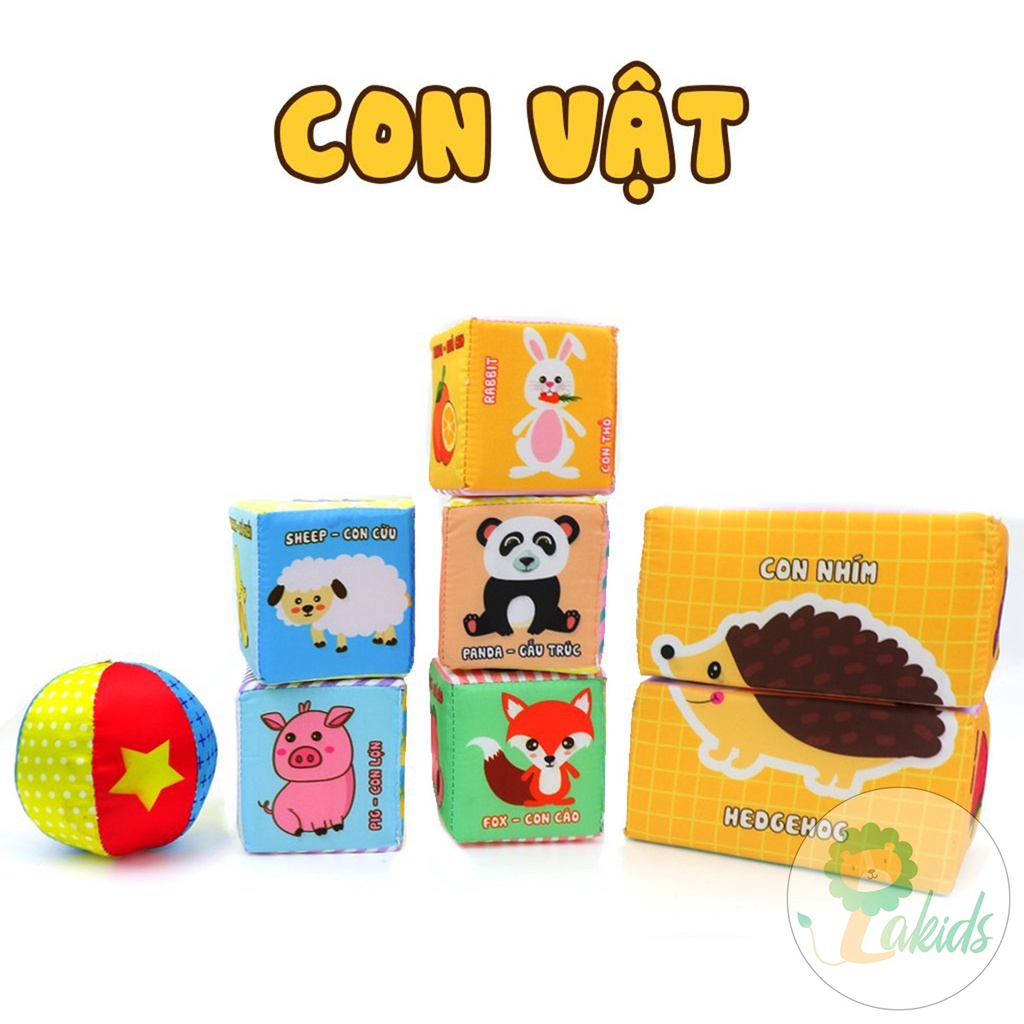 Đồ chơi 12 khối vải tương tác sơ sinh Pipovietnam luyện kỹ năng vận động thô cho bé - Lakids