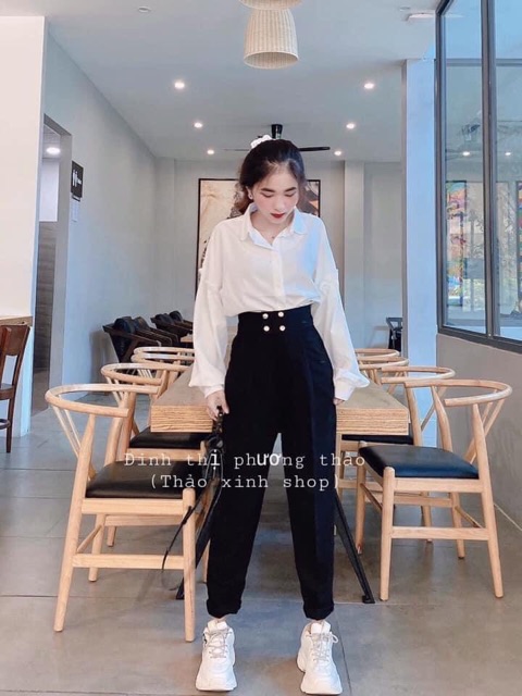 Quần baggy vải 4 khuy ulzzang hot trend siêu xinh | BigBuy360 - bigbuy360.vn