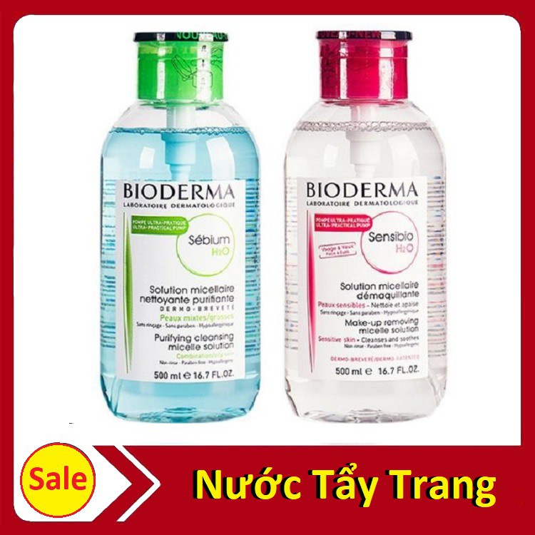 Nước tẩy trang bioderma 500ml nắp nhấn dành cho da khô và da dầu | WebRaoVat - webraovat.net.vn