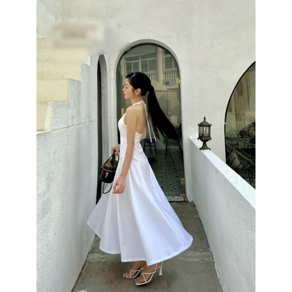 Maxi yếm trắng nơ cổ
