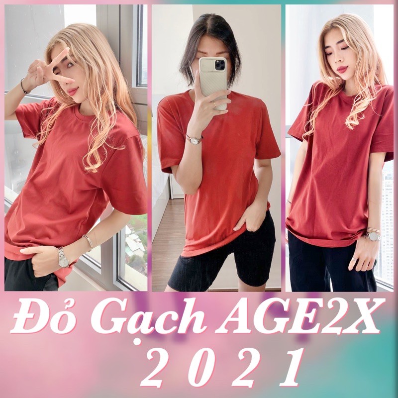 Áo thun trơn đỏ gạch age2x hot trend 2021