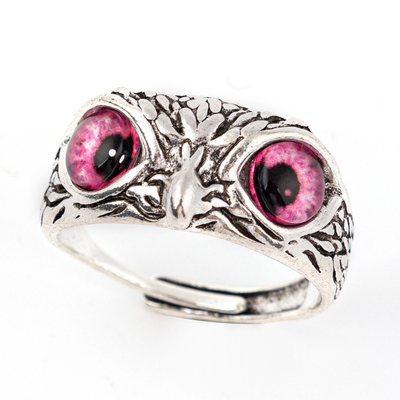 Nhẫn Đeo Tay Kim Loại Hình Cú Mèo Mắt Mèo Cá Tính Cho Nam Nữ