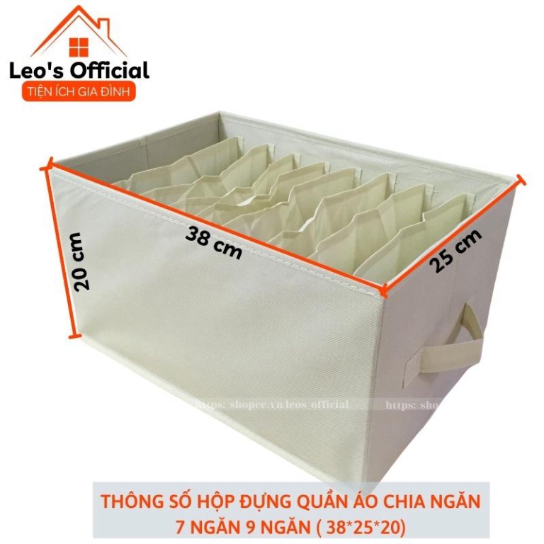 Hộp đựng quần áo chia ngăn bằng vải tiện lợi, khay túi vải đựng đồ 7, 9 ngăn cỡ lớn tiện dụng Leos Official