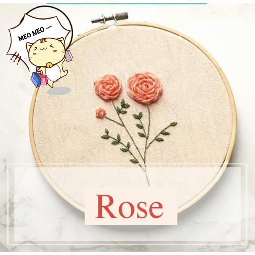 Bộ kit Nguyên liệu kim vải tập thêu đơn giản dành cho người mới bắt đầu - Mẫu hoa lá Xuân Hạ Thu Đông MIE Handmade