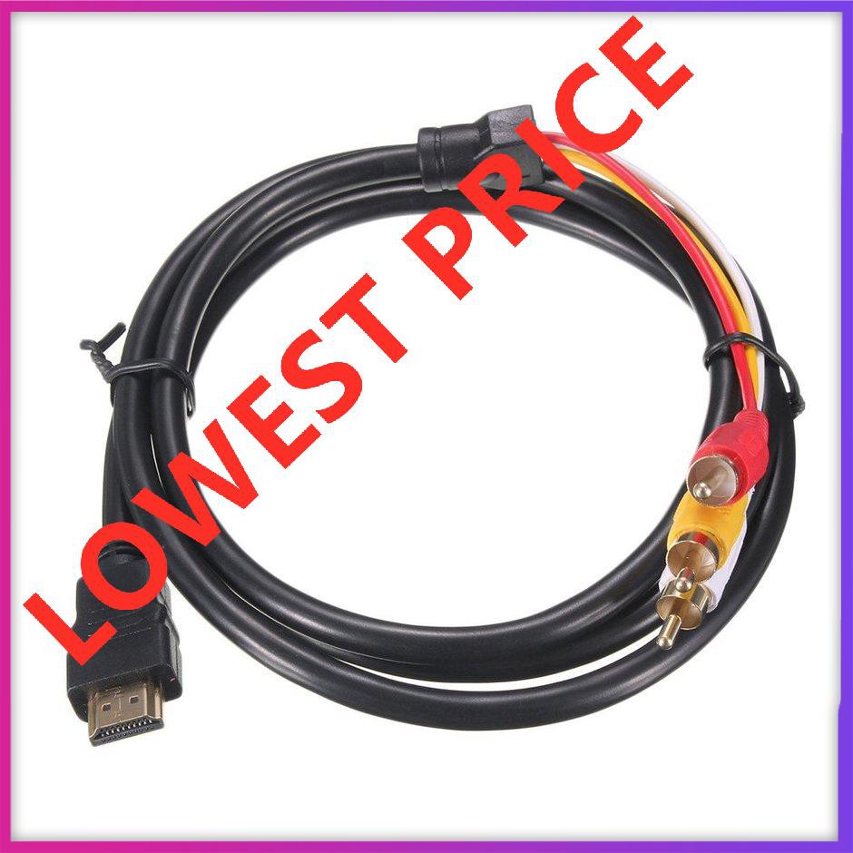 【giao hàng hôm nay>>>5 Feet 1.5M 1080P HDTV HDMI Male to 3 RCA Audio Video AV Cable Cord Adapter