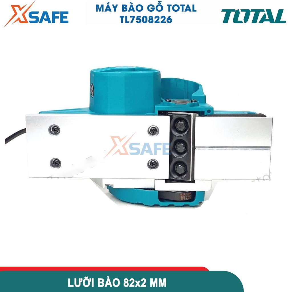 Máy bào gỗ điện cầm tay 750W TOTAL TL7508226 công suất 750W, đế nhôm nặng, chiều rộng và sâu lưỡi bào 82x2mm-chính hãng