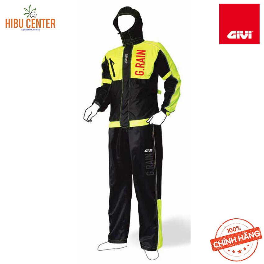 Áo Mưa Bộ Givi G-Rain GRA01 Đen – Vàng Neon Hàng Chính Hãng