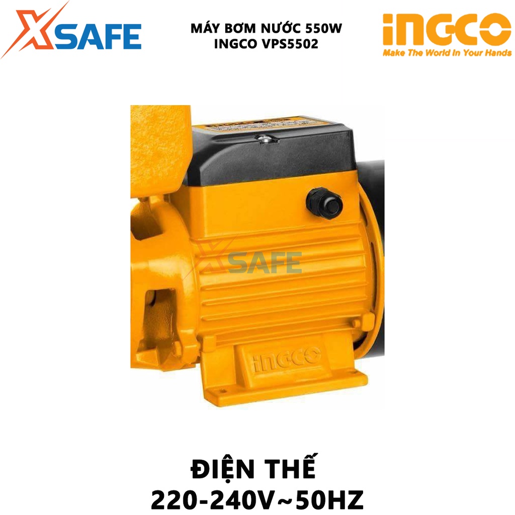 Máy bơm nước INGCO VPS3708 Máy bơm tăng áp 370W (0.5HP), chiều cao bơm 32m, mô tơ dây đồng, độ hút sâu 8m tăng áp lực