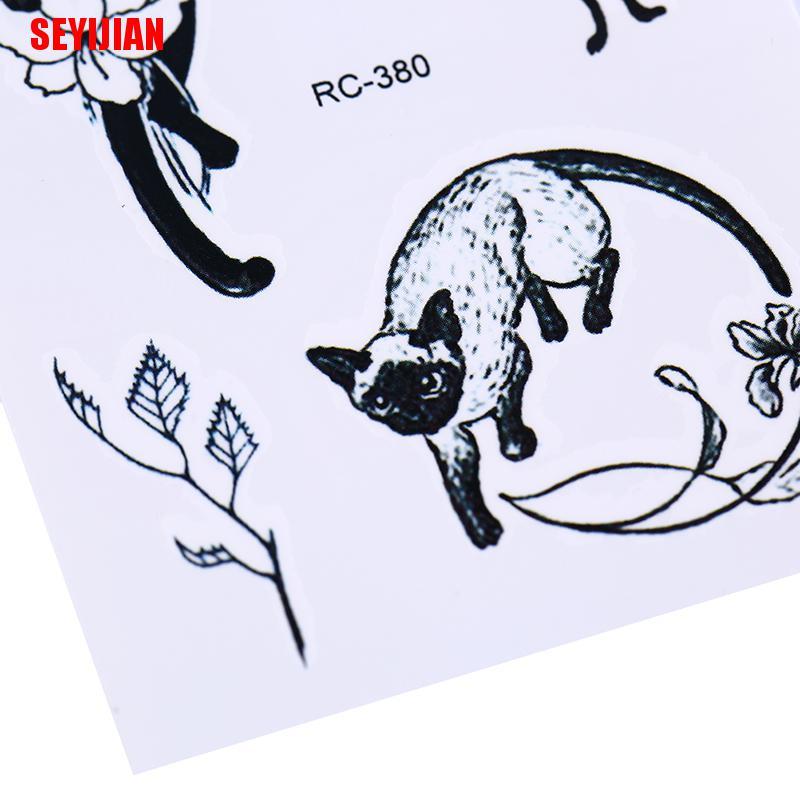 (SEY) Waterproof Temporary Tattoo Stickers Black Cat Water Transfer Flash Tatoo Fake