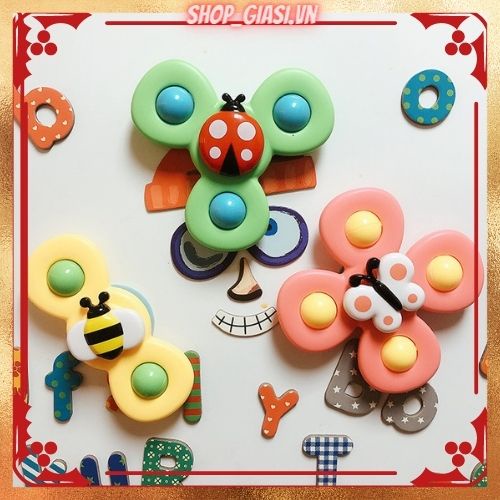  Sét 3 Con Quay Đồ Chơi Hình Cánh Hoa Dán Tường Cho Bé