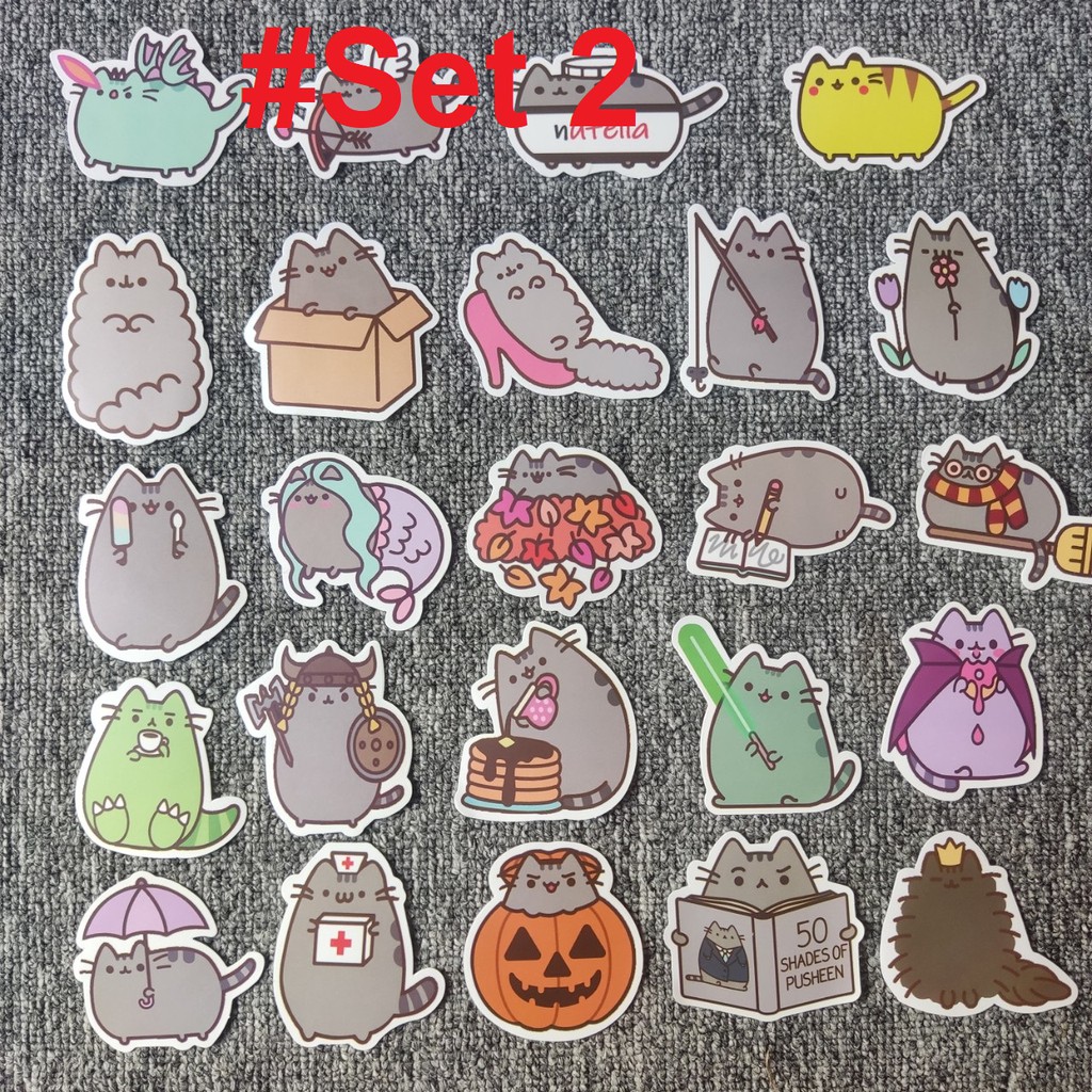 Set 45 Sticker Mèo dễ thương graffiti dán trang trí chống thấm nước
