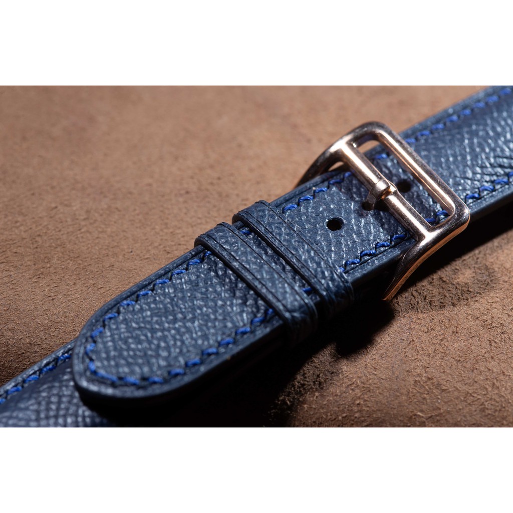 Dây đồng hồ apple watch da bò epsom handmade màu xanh navy