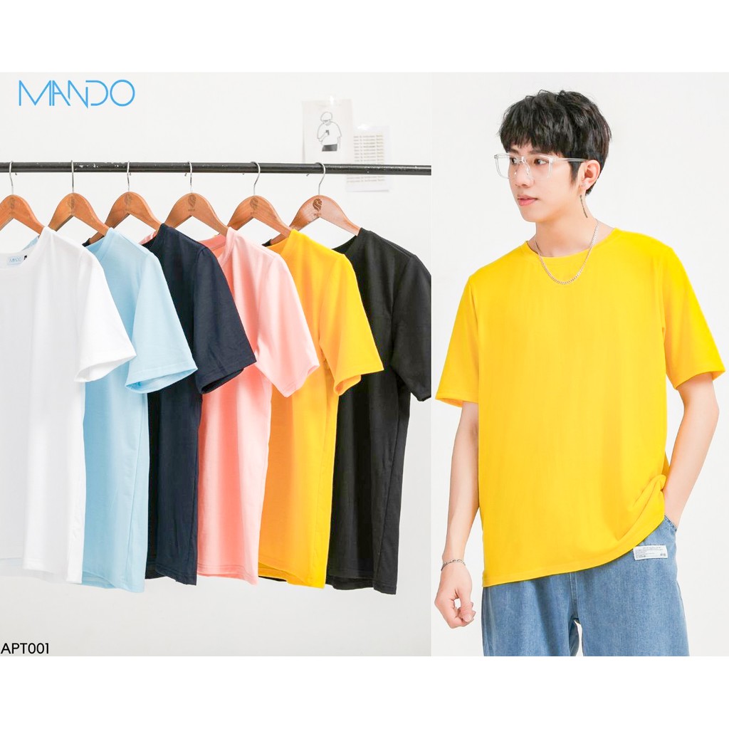 Áo Phông Áo Thun Nam MANDO Trơn Cotton Kiểu Dáng Basic Phong Cách Thời Trang Hàn Quốc APT01