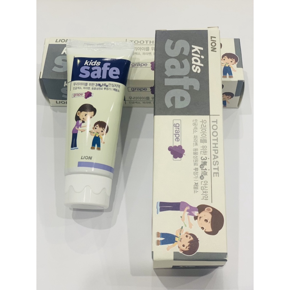 Kem đánh răng nuốt được cho bé Hàn Quốc SAFE - FREESHIP-kem trẻ em hương dâu- nho 90g