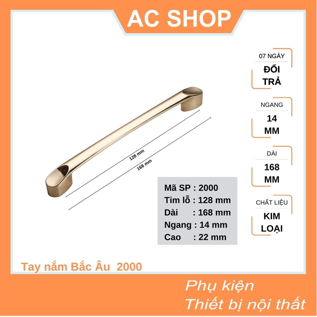 Tay nắm cửa tủ Bắc Âu hợp kim mạ vàng gold cao cấp - tay nắm Châu Âu 2000 - SHOP THỢ