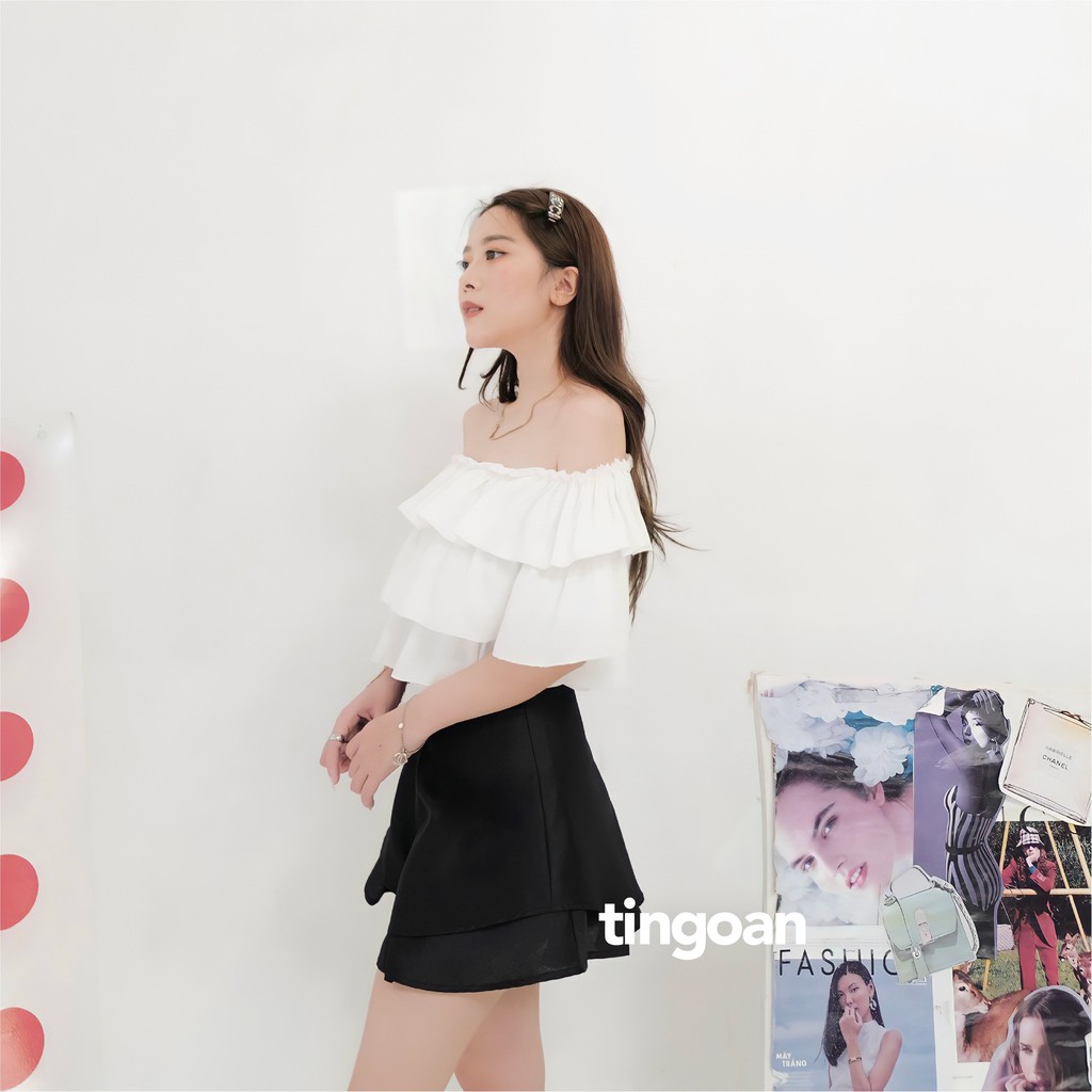 TINGOAN®  -  Quần váy cạp cao xoè 2 tầng đen tingoan CHARMIE SKORT/BL