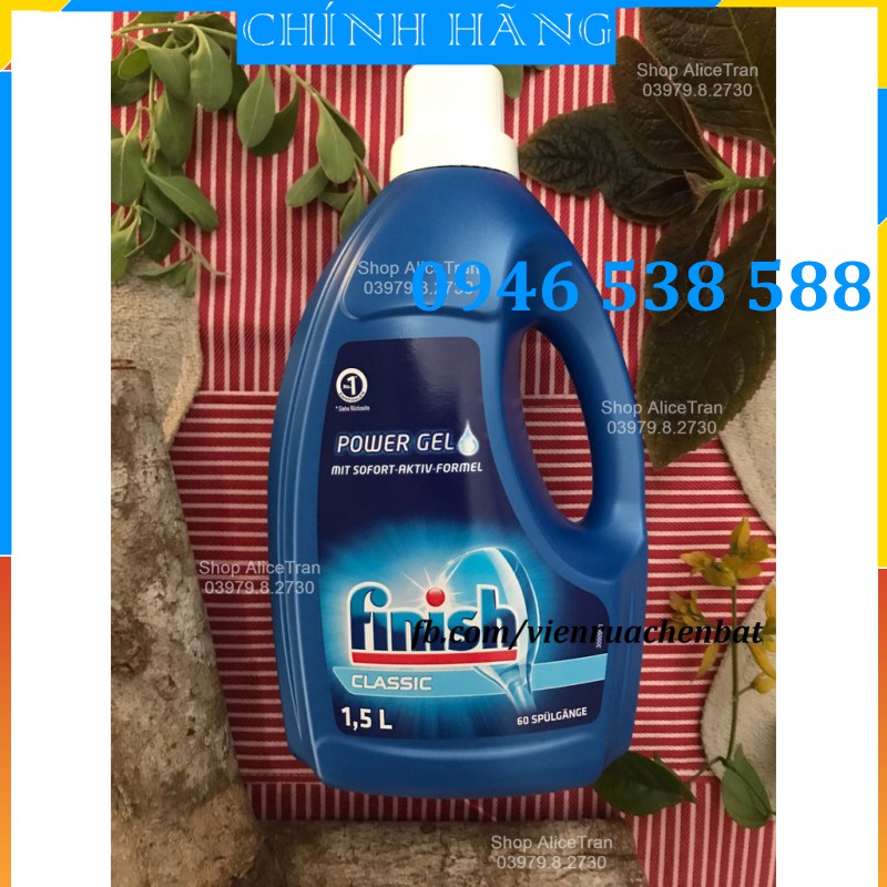 Combo Bột rửa bát Finish 2.5kg +1 Lit Nước làm bóng alio  dùng cho máy rửa bát chén
