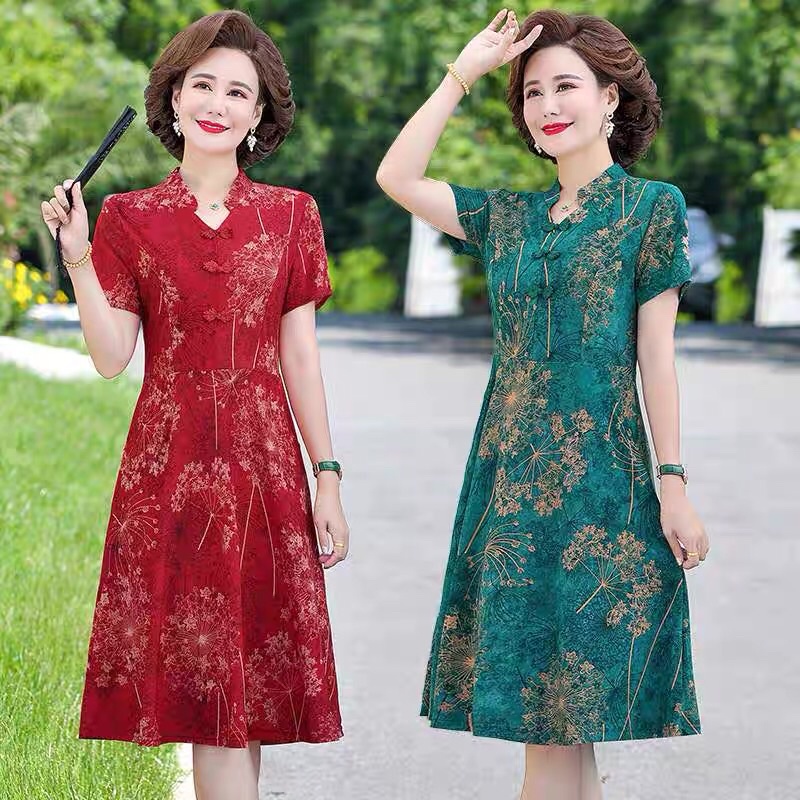Đầm trung niên cho mẹ, váy dài trung tuổi sang trọng dự tiệc u40 u50 bigsize