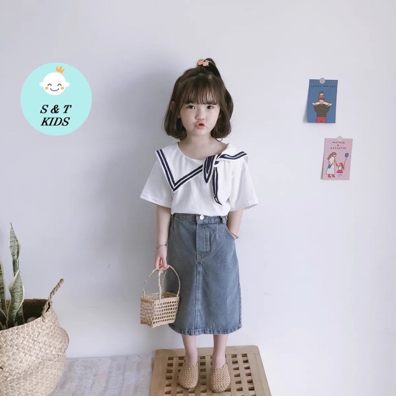 12-25kg set áo thuỷ thủ kèm cv bò dáng dài cho bé gái