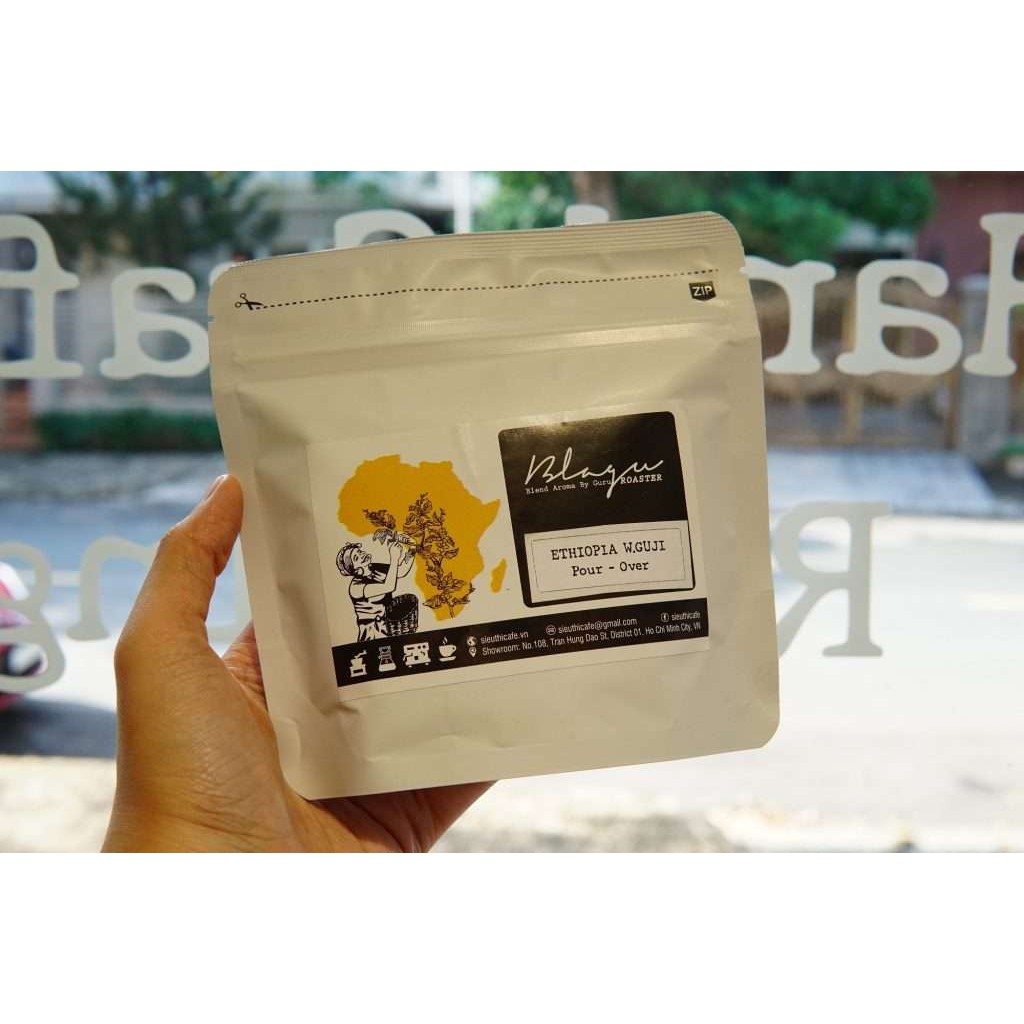 Cà phê Blagu hạt đã rang, Ethiopia Sidamo Guji Bensa | 100% Arabica - Guji Heirloom | Light Medium 100g